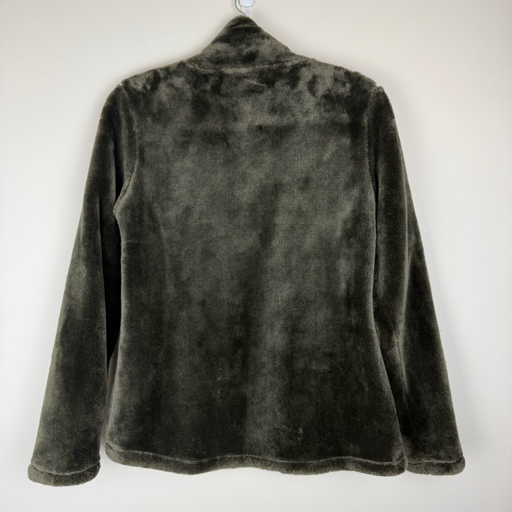 32 DEGREE HEAT Plush Faux Fur Fleece Dark Olive Green Jacket size Small - Picture 2 of 5